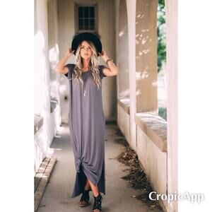 NWT Brickyard Buffalo Gray Short Sleeve Maxi Dress Women's Size Medium